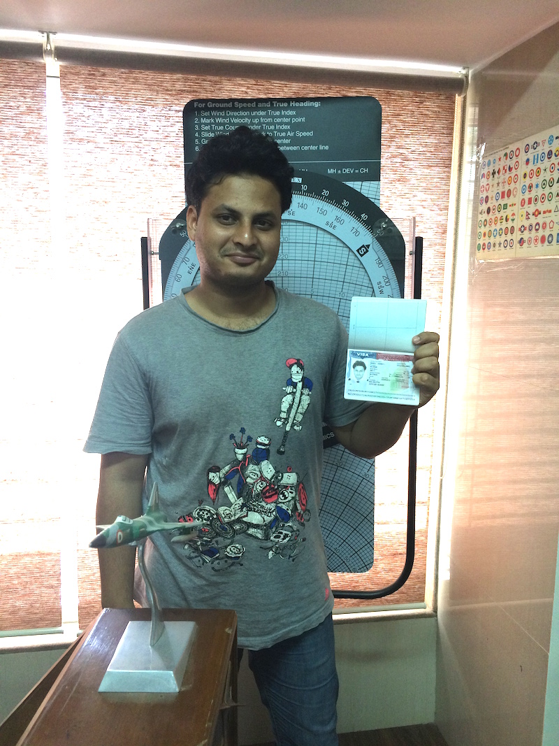 Trainee Ankit Meshram - 2014 batch student received student(M1) US Visa for further
                 practical aircraft dispatch training