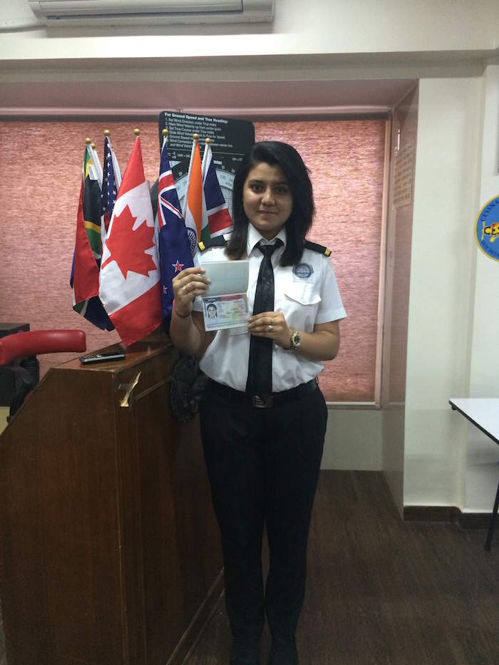 Trainee Kinjal N. Marwadi - June 2014 batch student received student(M1) US Visa for further practical
                 flight training