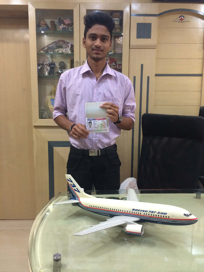 Trainee Cleon Kevin Lusbo - October 2014 batch student received student(M1) US Visa for further 
                 pracrical flight training